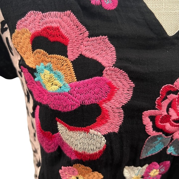 Savanna Jane Floral Embroidery Leopard Print Dress Size Small - Picture 5 of 14